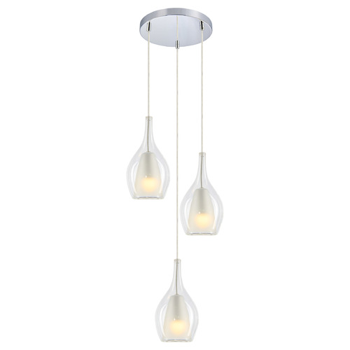 Matteo Lighting Jericho Chrome Multi-Light Pendant with Bowl / Dome Shade