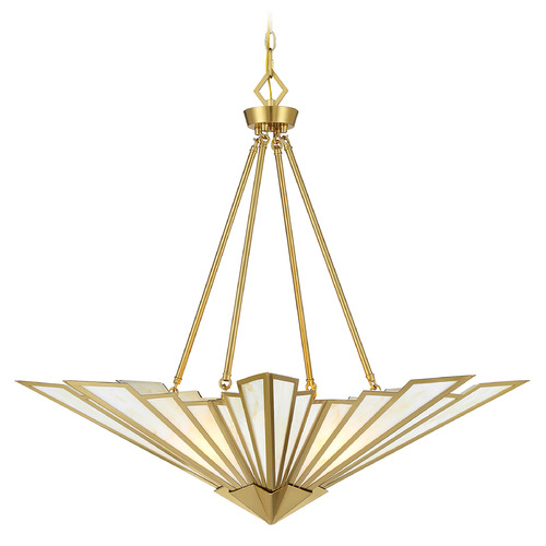 Savoy House Lighting Rivage Warm Brass Pendant Light with Conical Shade