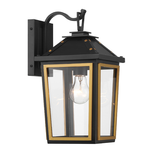 Crystorama Lighting Crystorama Lighting Hawkins Matte Black & Textured Gold Outdoor Wall Light HAW-601-MK-TG