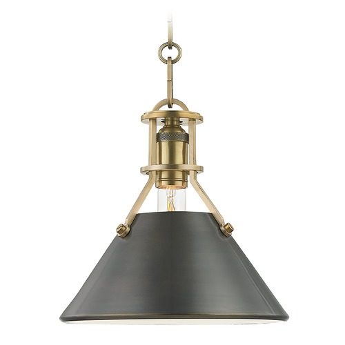Metal No. 2 Anqiue Bronze Pendant with Antique Bronze Metal Shade by Hudson Valley Lighting