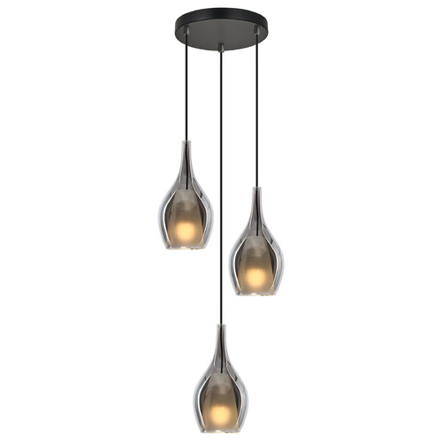 Matteo Lighting Jericho Matte Black Multi-Light Pendant with Bowl / Dome Shade
