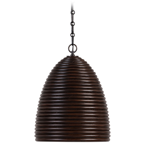 Linnea Bronze Etched Ribbon Glass Pendant Light