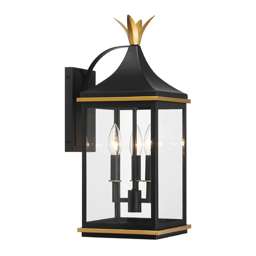 Crystorama Lighting Simpson Matte Black & Textured Gold Outdoor Wall Light