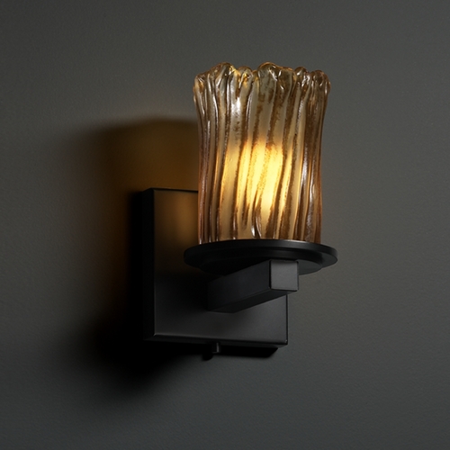 Justice Design Group Justice Design Group Veneto Luce Collection Matte Black Sconce GLA-8771-16-AMBR-MBLK