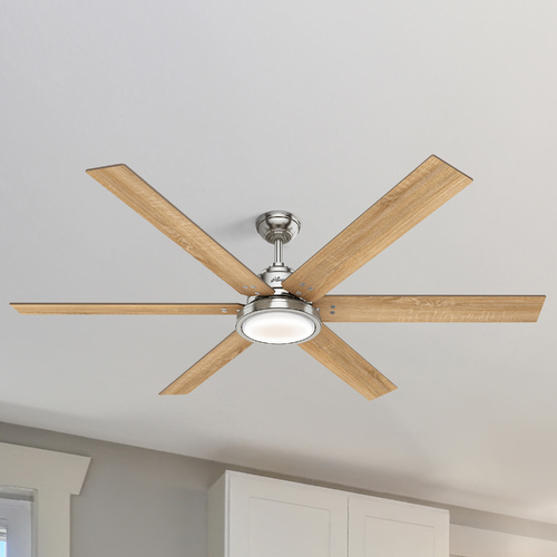Hunter Fan Company Hunter 70-Inch Brushed Nickel LED Ceiling Fan with Light and Wall Control 59398