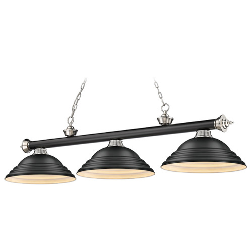 Z-Lite Cordon Matte Black & Brushed Nickel Billiard Light by Z-Lite 2306-3MB-BN-SMB