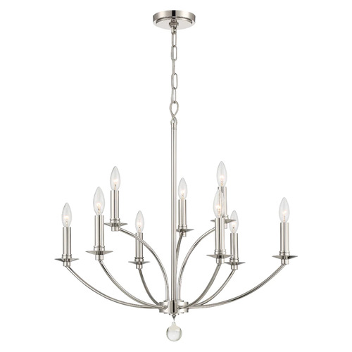 Crystorama Lighting Mila 28-Inch Chandelier in Polished Nickel by Crystorama Lighting MIL-8009-PN