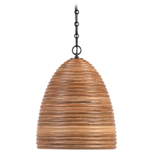 Linnea Bronze Natural Ribbon Glass Pendant Light