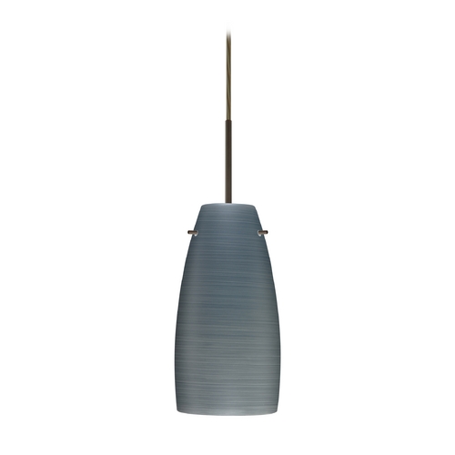 Modern Pendant Light Grey Glass Bronze by Besa Lighting