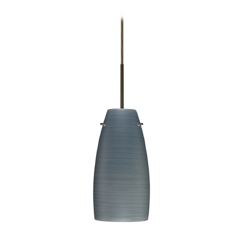 Besa Lighting Modern Pendant Light Grey Glass Bronze by Besa Lighting 1JT-1512TN-BR