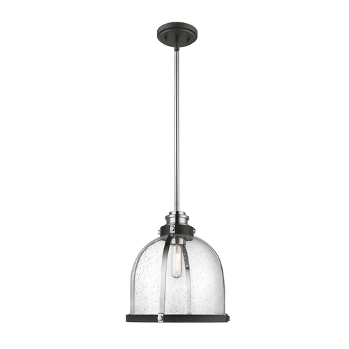 Z-Lite Burren Matte Black & Chrome Pendant by Z-Lite 337P12MB+CH