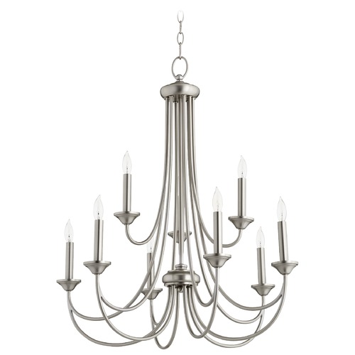 Quorum Lighting Brooks 9-Light Chandelier in Satin Nickel by Quorum Lighting 6250-9-65