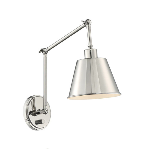 Crystorama Lighting Mitchell Adjustable Wall Light in Nickel by Crystorama Lighting MIT-A8021-PN