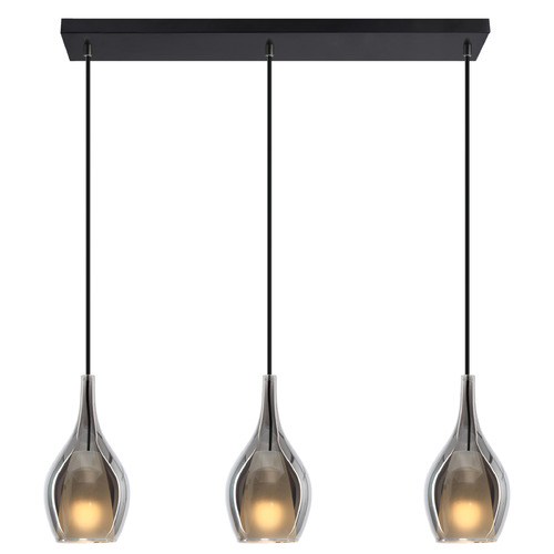 Matteo Lighting Jericho Matte Black Multi-Light Pendant with Bowl / Dome Shade