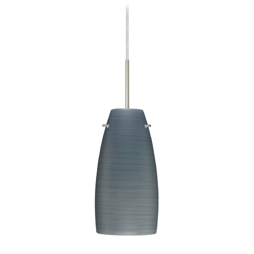 Modern Pendant Light Grey Glass Satin Nickel by Besa Lighting