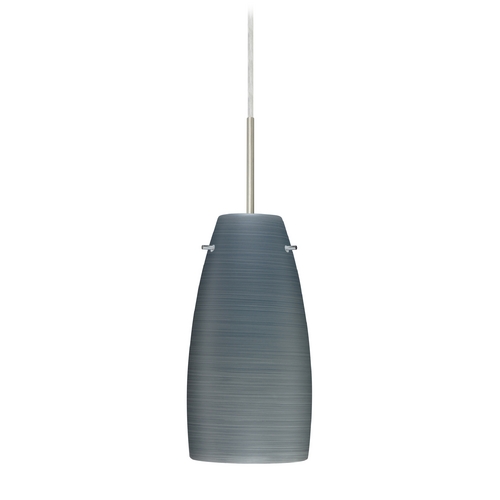 Besa Lighting Modern Pendant Light Grey Glass Satin Nickel by Besa Lighting 1JT-1512TN-SN