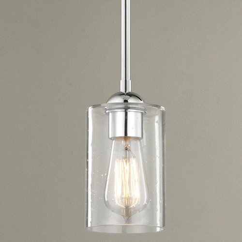 Design Classics Lighting Seeded Glass Mini Pendant Light Chrome 581-26 GL1041C