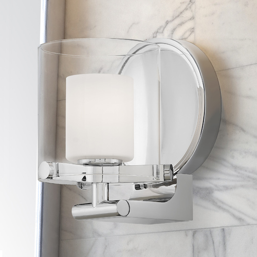 Hinkley Hinkley Rixon Chrome Sconce with Clear Outer Etch Opal Inner Glass 5490CM