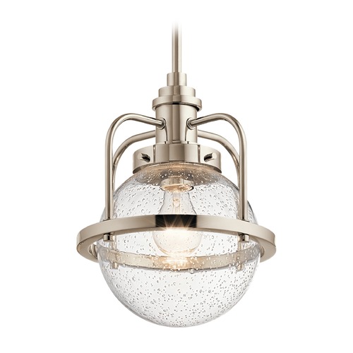 Industrial Seeded Glass Pendant Polished Nickel Triocent by Kichler Lighting