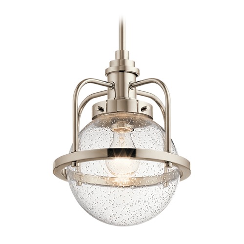 Kichler Lighting Industrial Seeded Glass Pendant Polished Nickel Triocent by Kichler Lighting 44206PN