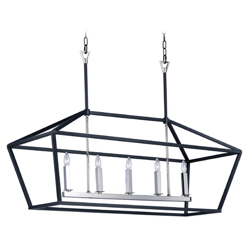 Abode Textured Black & Polished Nickel Chandelier by Maxim Lighting