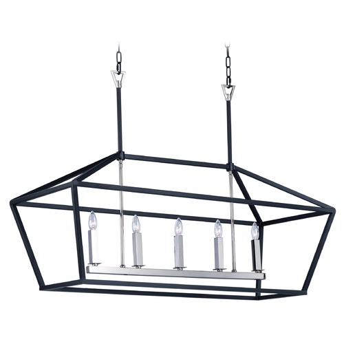 Maxim Lighting Abode Textured Black & Polished Nickel Chandelier by Maxim Lighting 25157TXBPN