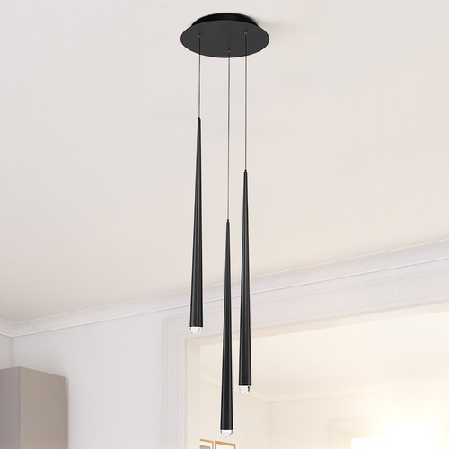 Modern Forms by WAC Lighting Cascade 3-Light LED Pendant in Black by Modern Forms PD-41703R-BK