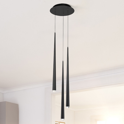 Cascade 3-Light LED Pendant in Black by Modern Forms
