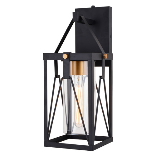 Vaxcel Lighting Evanston Matte Black & Light Gold Outdoor Wall Light