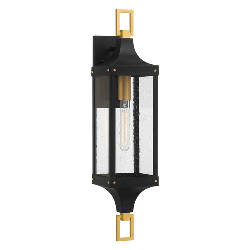 Savoy House Lighting Glendale Matte Black and Weathered Brushed Brass Outdoor Wall Light