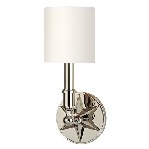 Hudson Valley Lighting Sconce Wall Light with White Shade in Polished Nickel Finish 4081-PN-WS