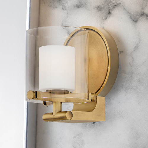 Hinkley Hinkley Rixon Heritage Brass Sconce with Clear Outer Etch Opal Inner Glass 5490HB