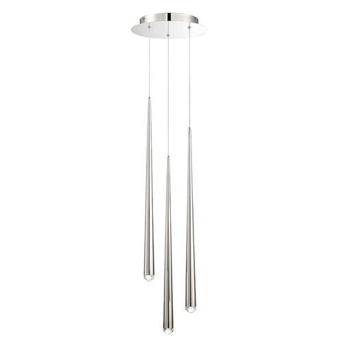 Modern Forms by WAC Lighting Cascade 3-Light LED Crystal Chandelier in Polished Nickel by Modern Forms PD-41703R-PN