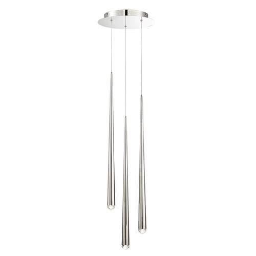 Cascade 3-Light LED Crystal Chandelier in Polished Nickel by Modern Forms