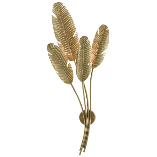 Tropical Wall Sconce in Vintage Brass by Currey & Company