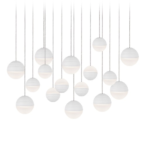 Modern White LED Multi-Light Pendant with Frosted Shade 3000K 6400LM