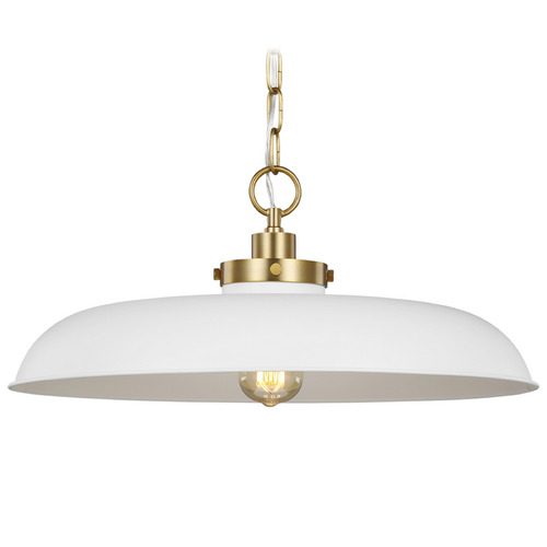 Chapman & Myers 20-inch Wellfleet Matte White/Burnished Brass Shallow Dome Pendant