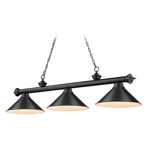 Z-Lite Cordon Matte Black Billiard Light by Z-Lite 2306-3MB-MB15