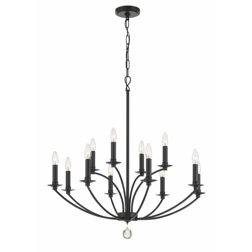 Crystorama Lighting Mila 32-Inch Chandelier in Black by Crystorama Lighting MIL-8012-BK