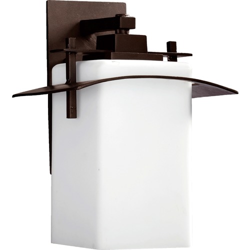 7200-9-86 Outdoor Wall Light With Rectangle White Glass - 13 Inches Tall by Quorum Lighting