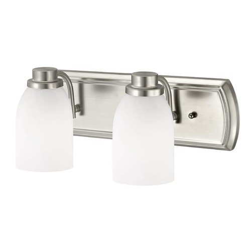 2-Light Vanity Light in Satin Nickel with White Glass