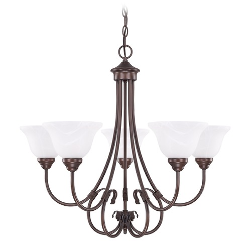 HomePlace by Capital Lighting Hometown 29-Inch 5-Light Chandelier in Bronze with Faux Alabaster 3226BZ-220