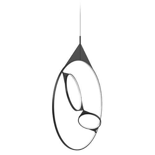 Serif 36-Inch Wide LED Rings Pendant in Black by Kuzco Lighting