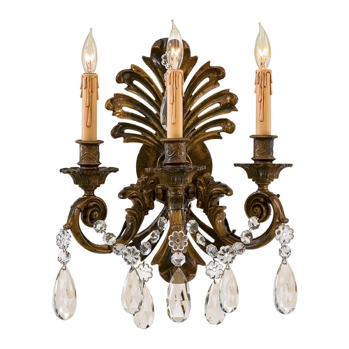 Crystal Sconce Wall Light in Oxidized Brass by Metropolitan Lighting