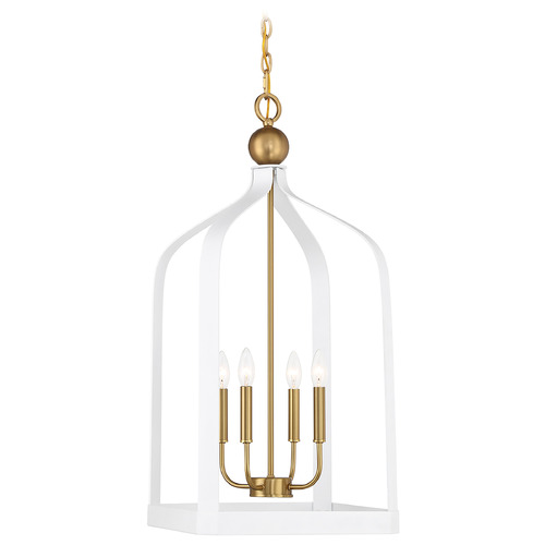 Savoy House Lighting Sheffield White with Warm Brass Accents Pendant Light