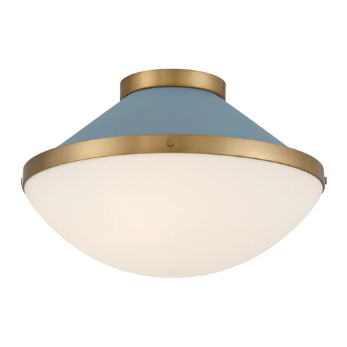 Crystorama Lighting Xander 2-Light Flush Mount in Gold & Blue by Crystorama Lighting XAN-8002-VG-BL