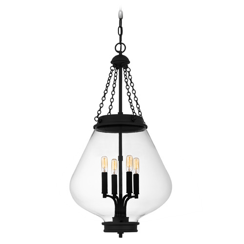 Quoizel Lighting Wallace Matte Black Pendant Light with Bowl / Dome Shade