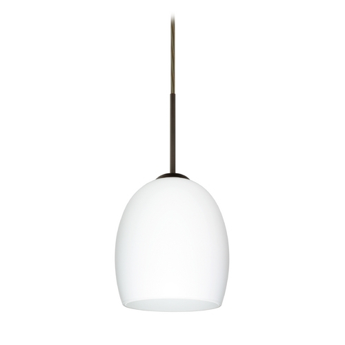 Besa Lighting Modern Pendant Light White Glass Bronze by Besa Lighting 1JT-169707-BR