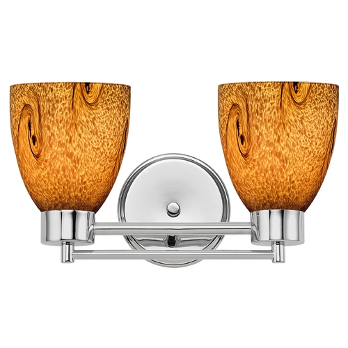 Modern Bathroom Light with Brown Art Glass in Chrome Finish