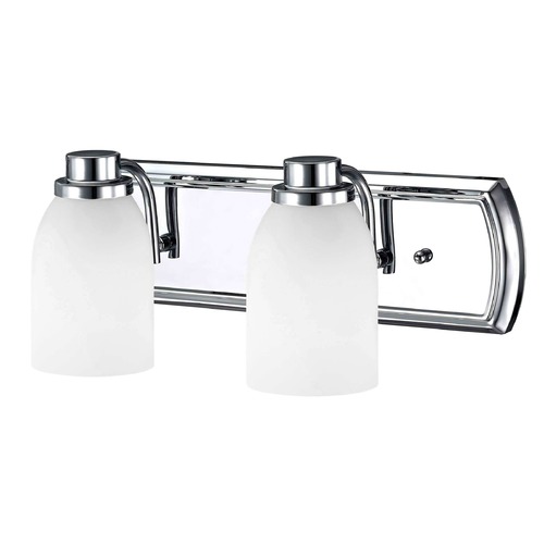 Design Classics Lighting 2-Light Bathroom Light in Chrome with White Glass 1202-26 GL1028D